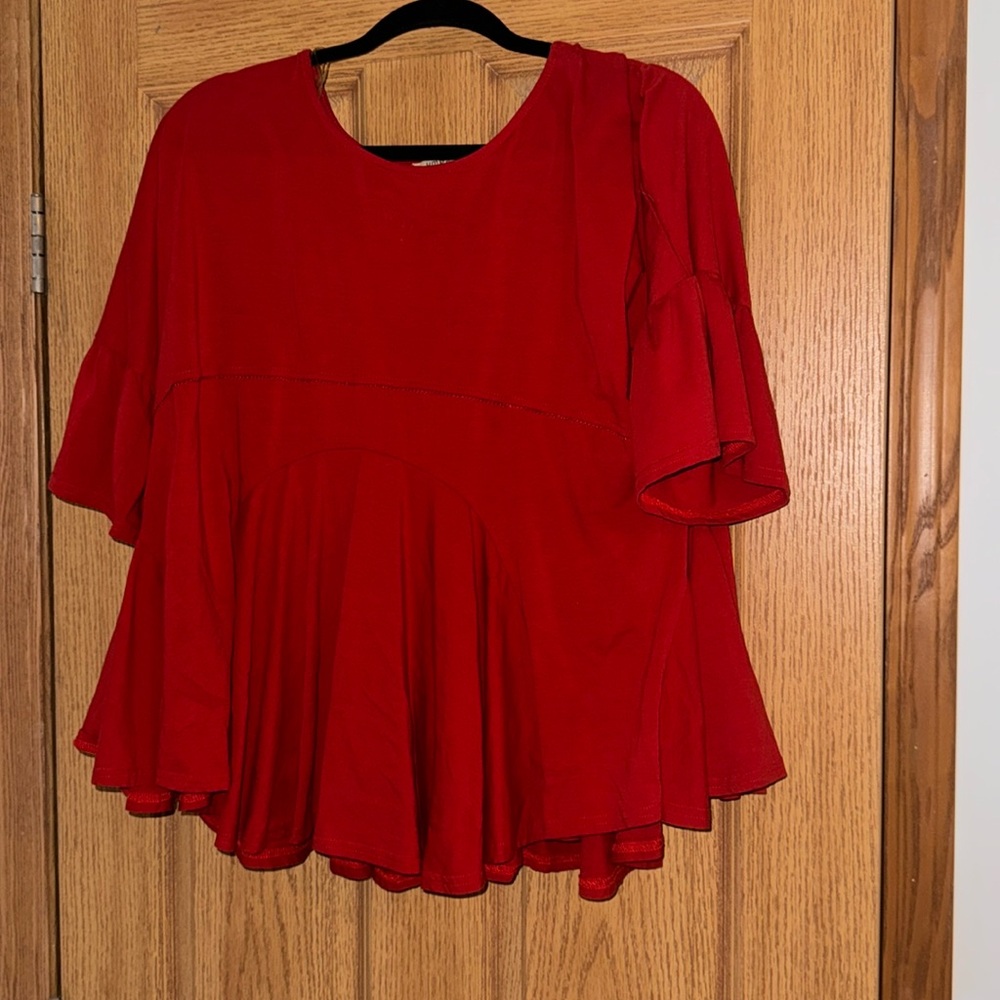 Red Flows Top With Open Back - image 1